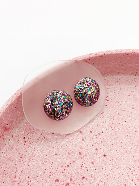 Pastel Rainbow SPARKLE Studs - Choose your size!