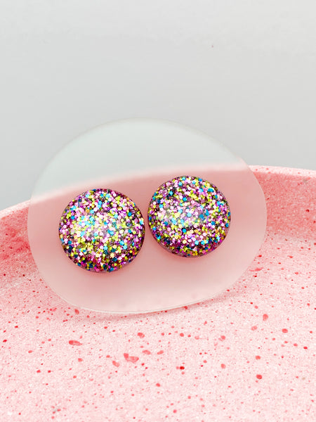 Pastel Rainbow SPARKLE Studs - Choose your size!