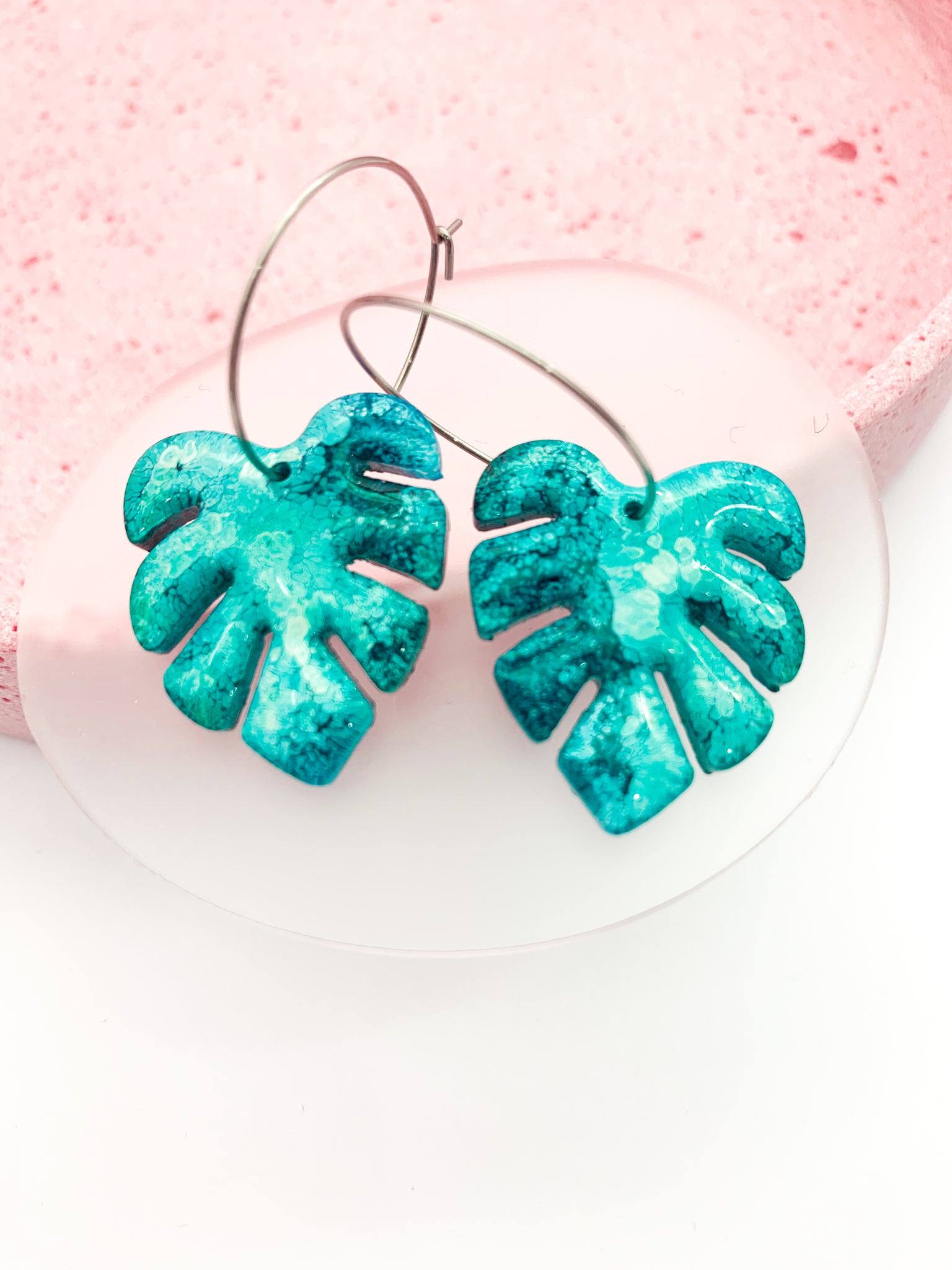 INKY Monstera Mini Hoops #3