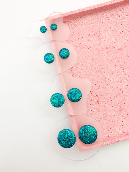 Blue/Green SPARKLE Studs - Choose your size!