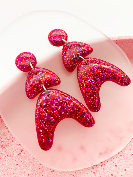 Red/Pink SPARKLE Sumo Dangles