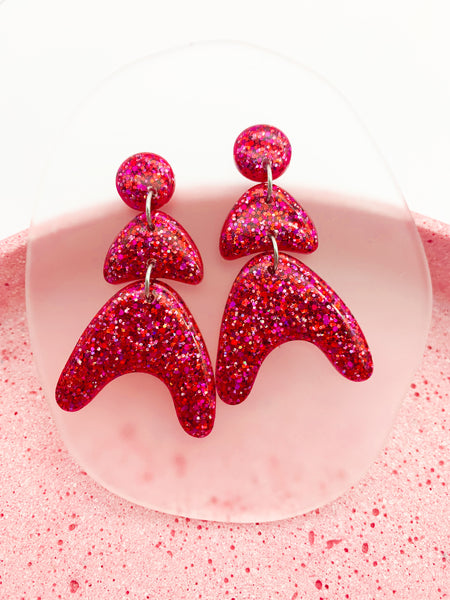 Red/Pink SPARKLE Sumo Dangles