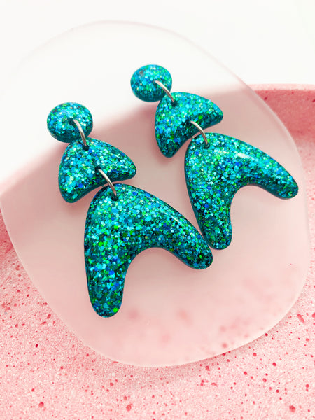 Blue/Green SPARKLE Sumo Dangles