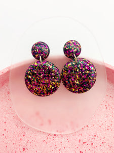 Magenta/Copper SPARKLE Round Dangles - choose your size!