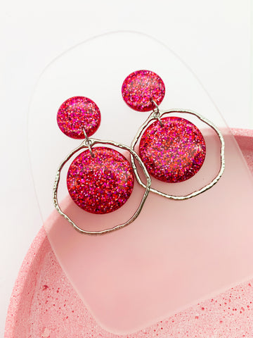 Red/Pink SPARKLE Orbit Dangles