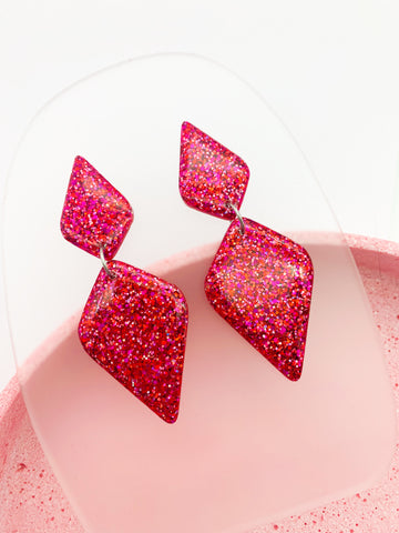 Red/Pink SPARKLE Diamond Dangles