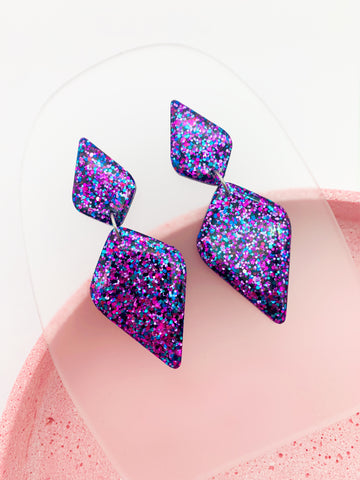 Purple/Blue SPARKLE Diamond Dangles