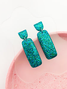 Blue/Green SPARKLE Archtangle Dangles