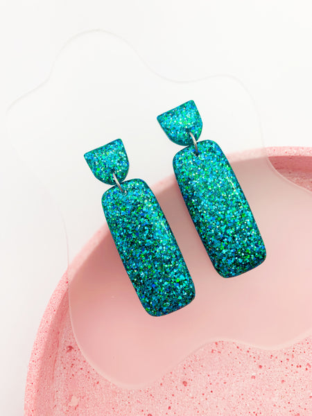 Blue/Green SPARKLE Archtangle Dangles