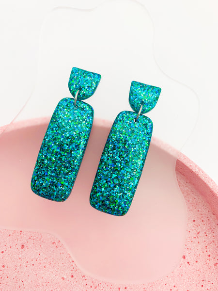 Blue/Green SPARKLE Archtangle Dangles