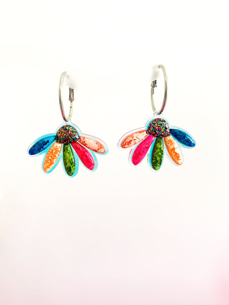 3D Flower Drop Hoops