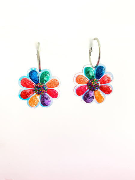 3D Jellybean Flower Hoops