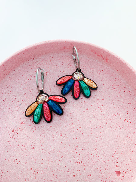 3D Flower Drop Hoops