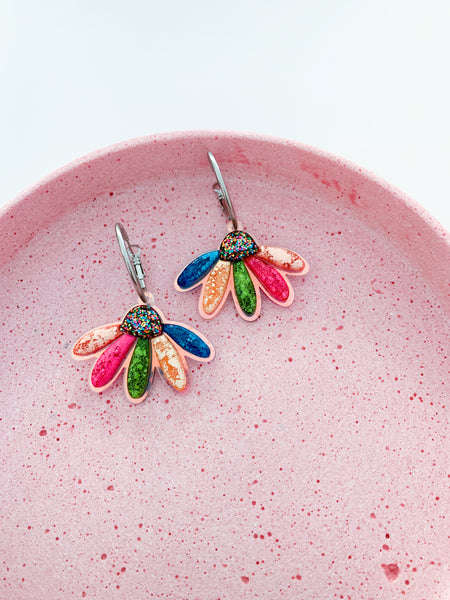 3D Flower Drop Hoops