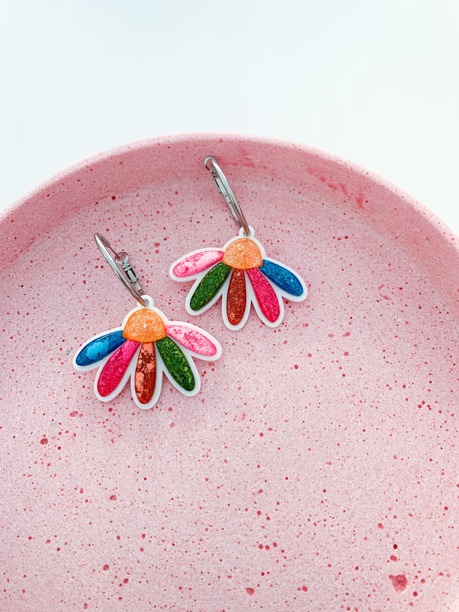 3D Flower Drop Hoops