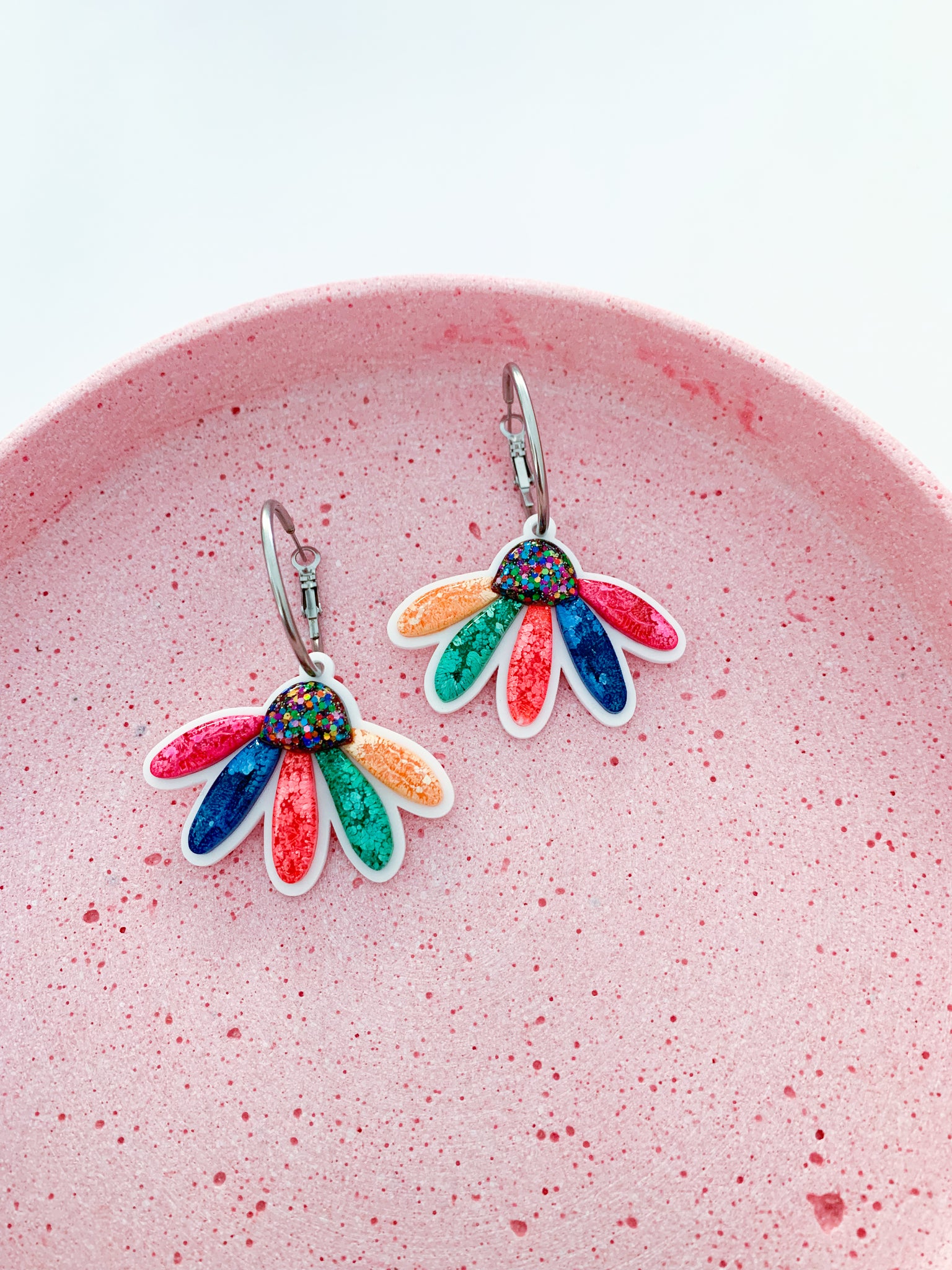 3D Flower Drop Hoops