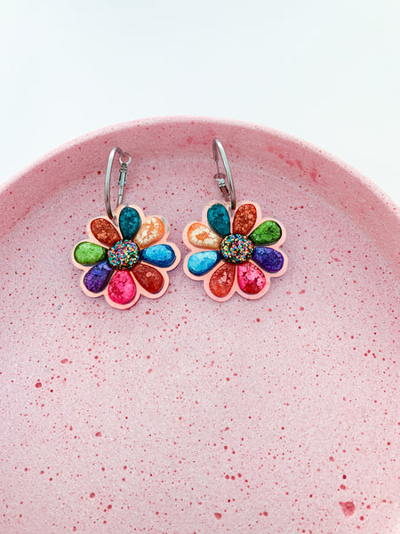 3D Jellybean Flower Hoops