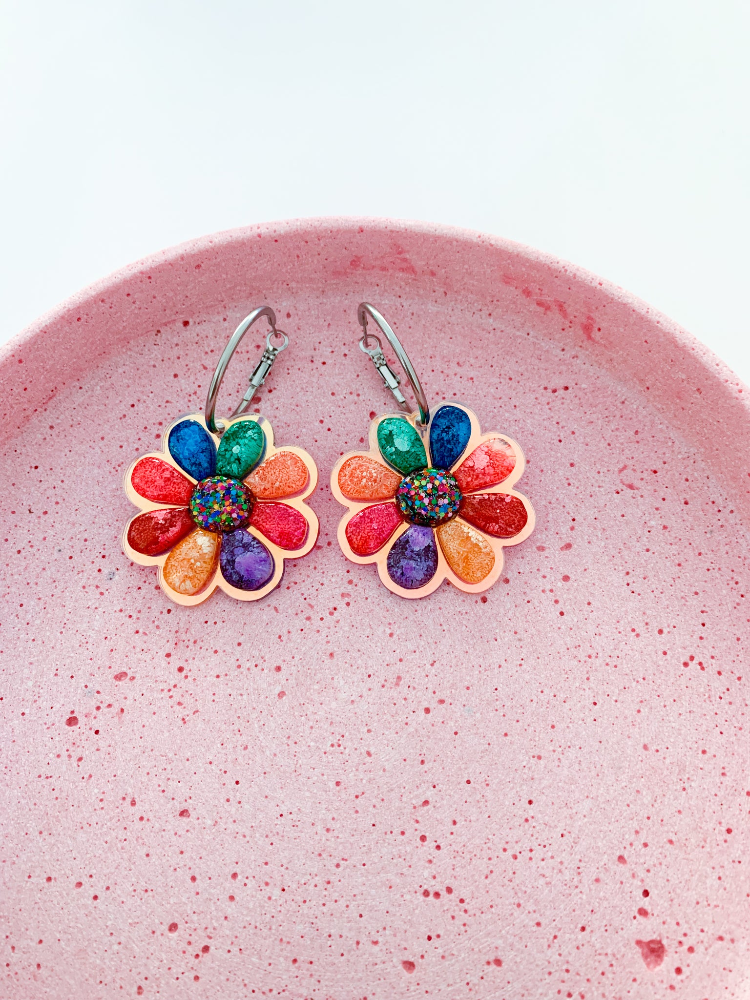3D Jellybean Flower Hoops