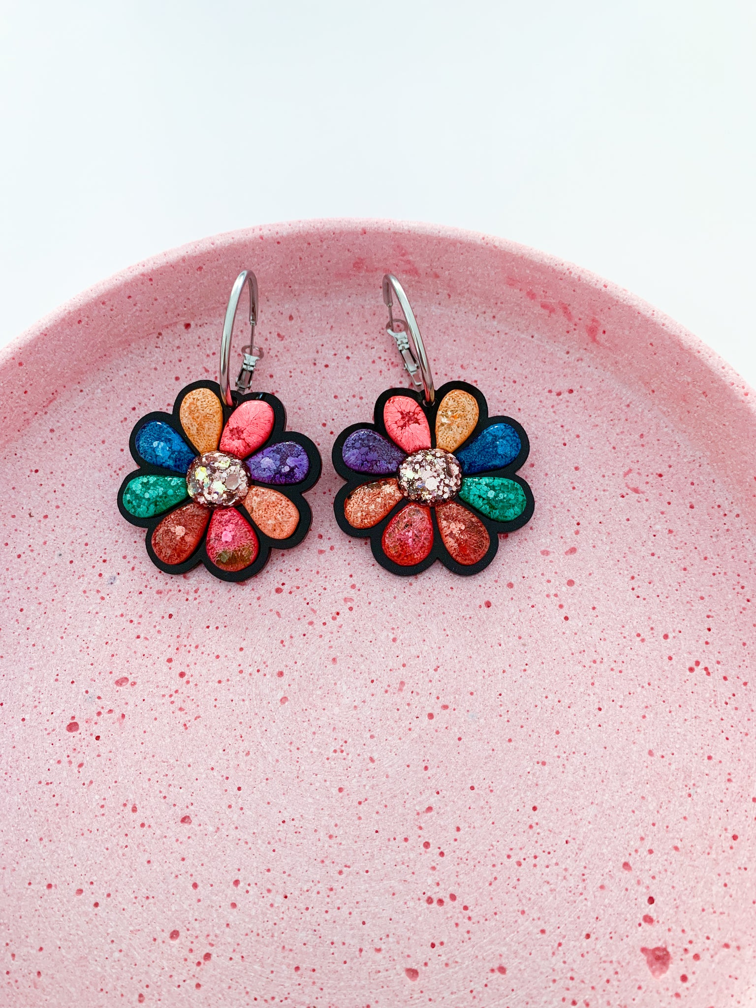 3D Jellybean Flower Hoops
