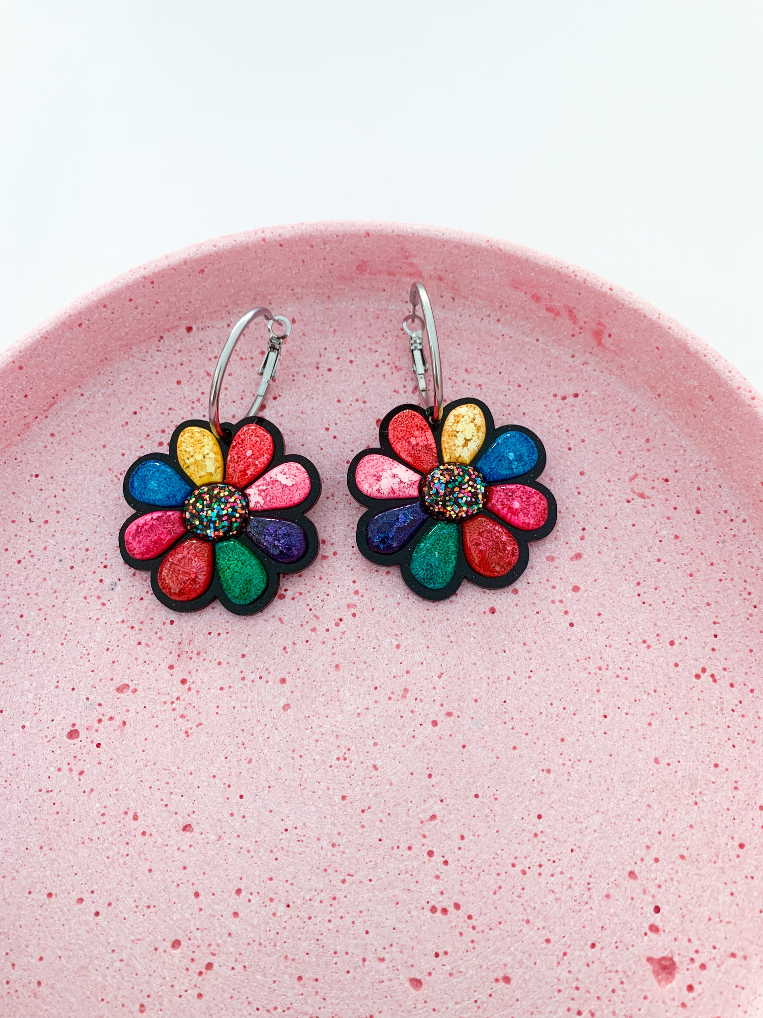 3D Jellybean Flower Hoops