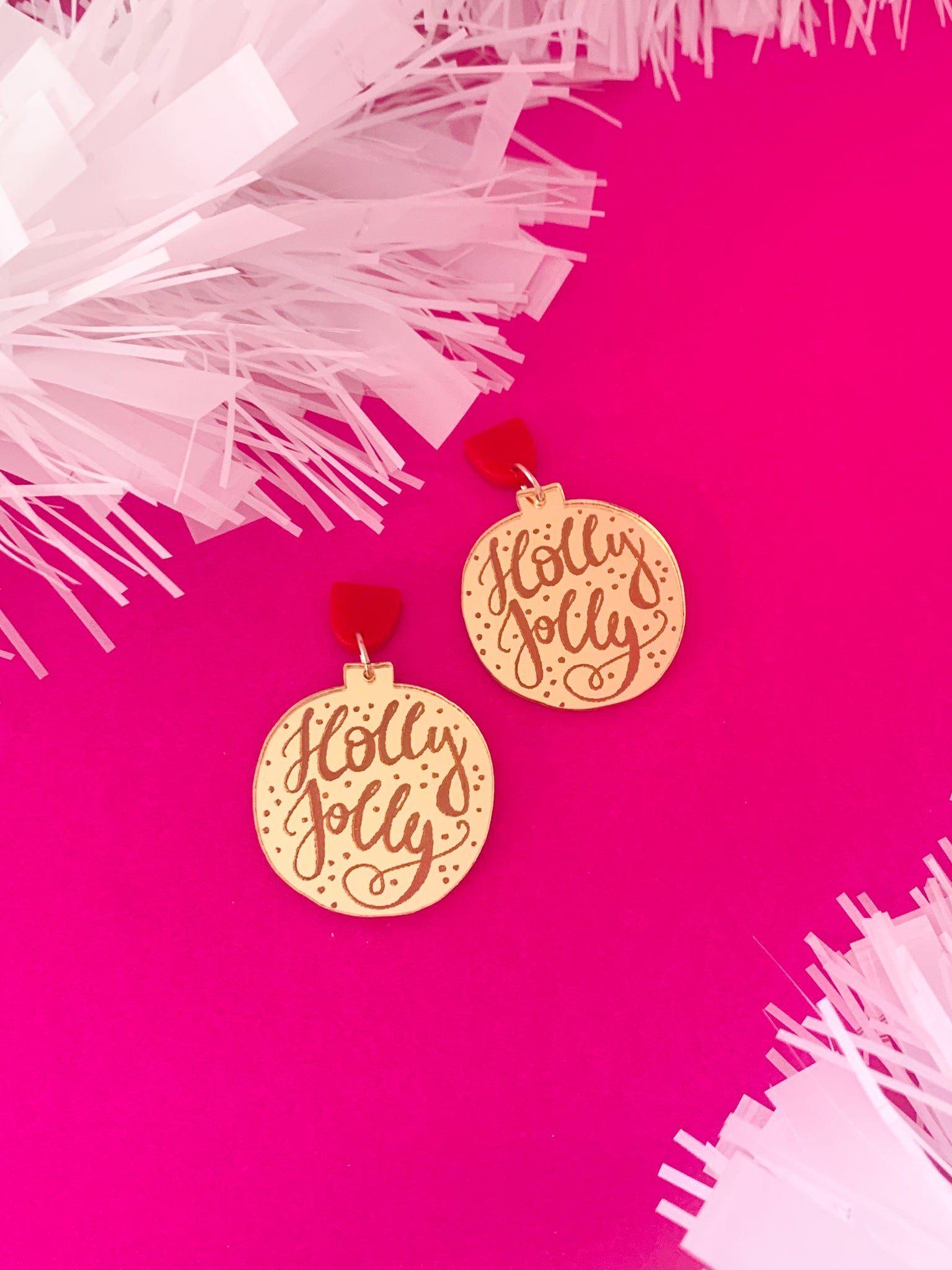 Gold Jolly CHRISTMAS Bauble Dangles