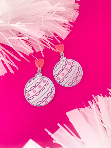 Round Silver CHRISTMAS Bauble Dangles
