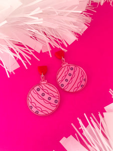 Round Pink CHRISTMAS Bauble Dangles