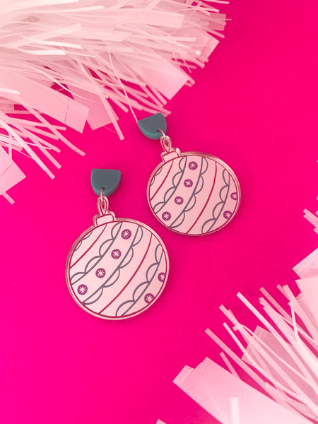 Round Rose CHRISTMAS Bauble Dangles