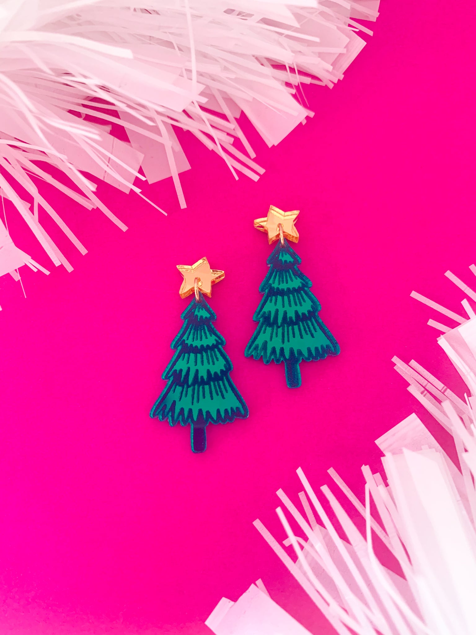 Teal CHRISTMAS Tree Mini Dangles