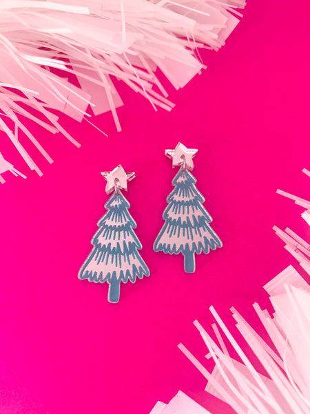Silver/Teal CHRISTMAS Tree Mini Dangles