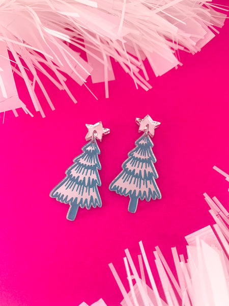 Silver/Teal CHRISTMAS Tree Mini Dangles