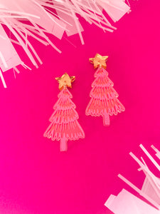 Pink/iridescent CHRISTMAS Tree Mini Dangles