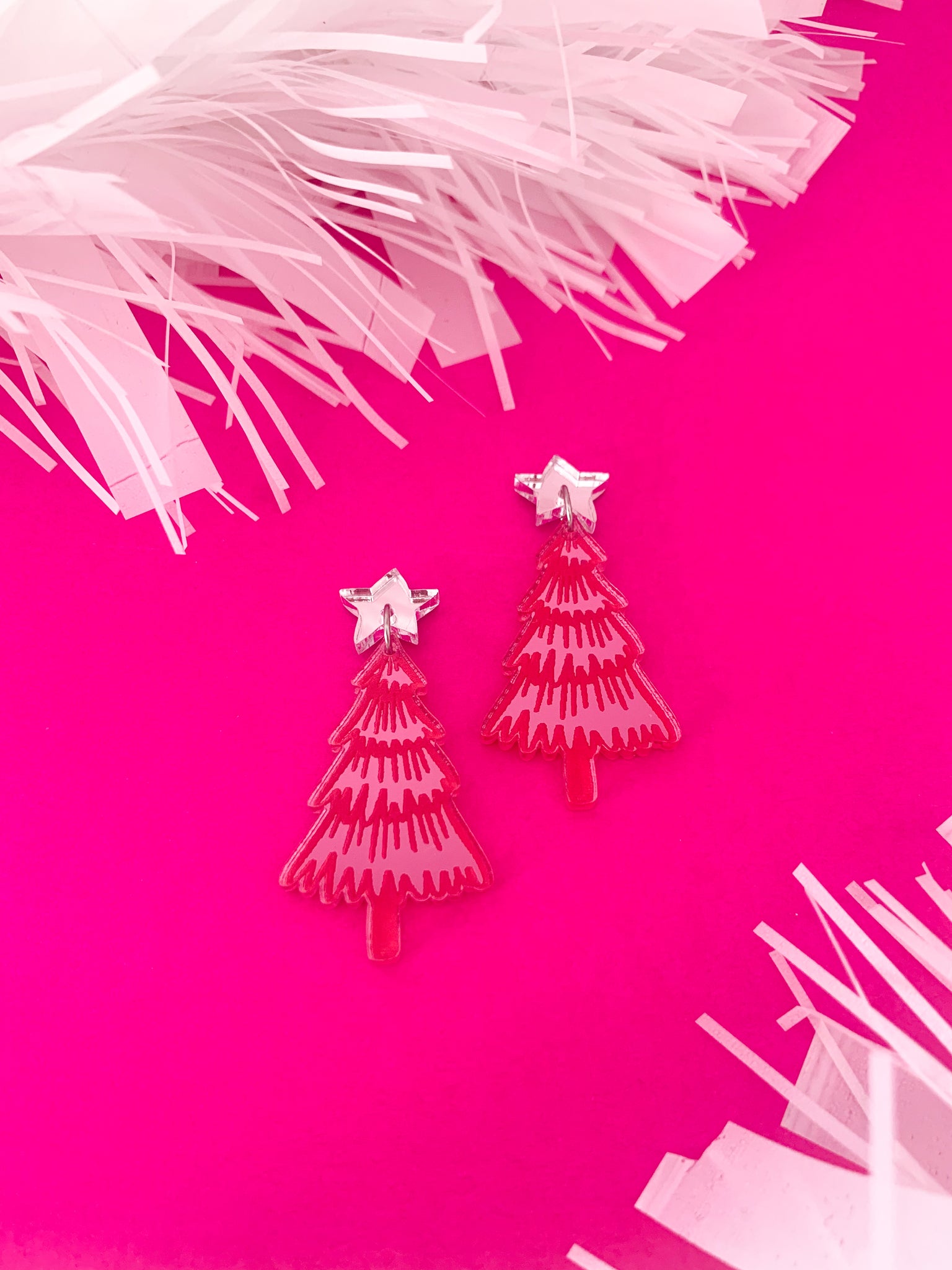 Pink/Red CHRISTMAS Tree Mini Dangles