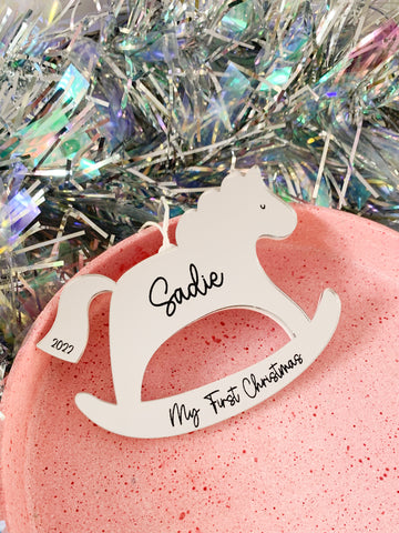 Personalised ‘My First Christmas’ Rocking Horse Decoration